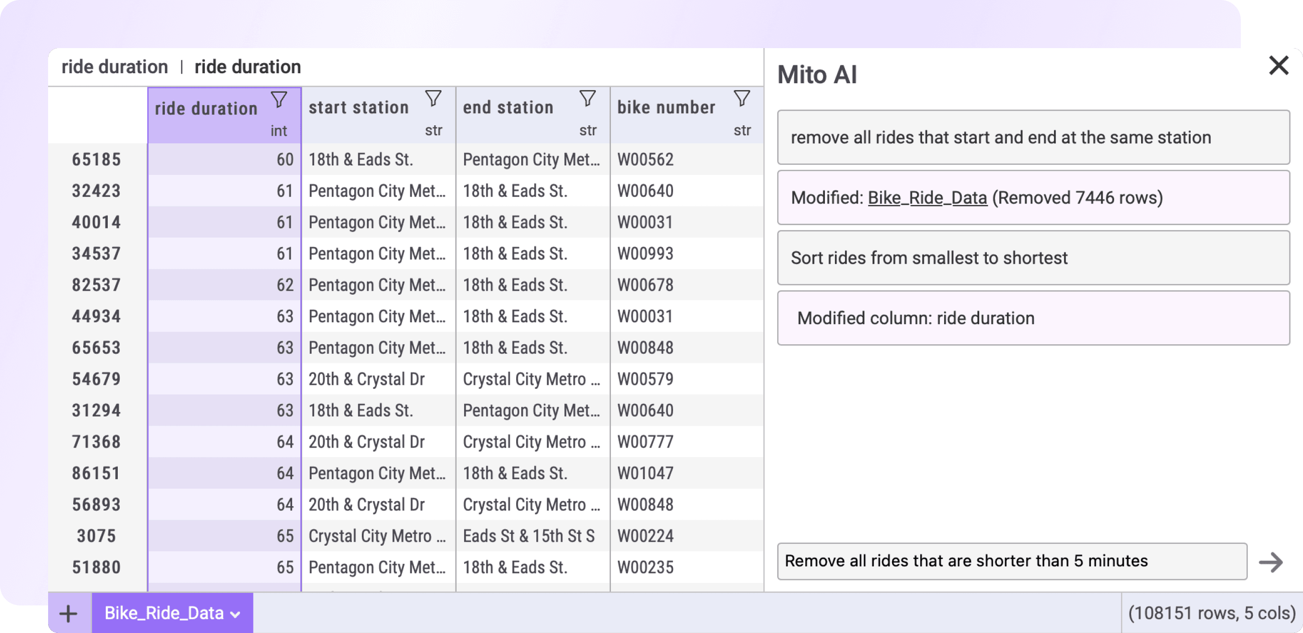 Use Mito AI to transform your data